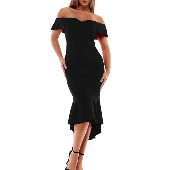 green emerald velvet dress Macy" Charmeuse Off The Shoulder Rouche Short Dress